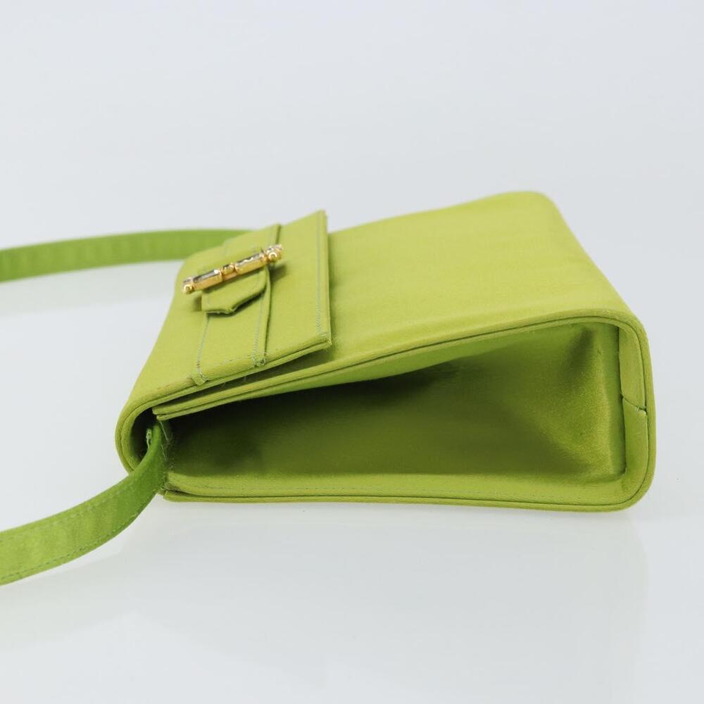 Salvatore Ferragamo Shoulder Bag Satin Green Auth 161011 - Picture 4 of 16